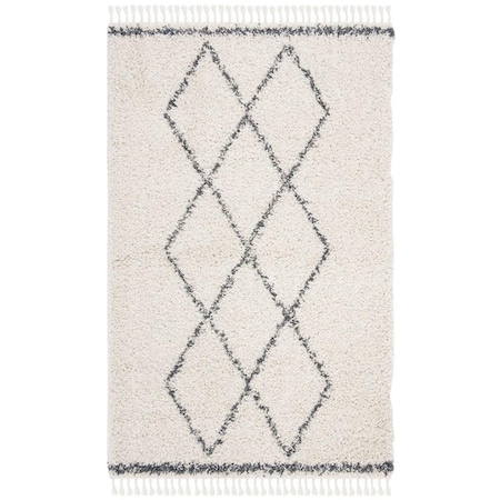 Safavieh 9 x 12 ft. Pro Lux Shag 435 Power Loomed Rectangle Area Rug; Cream & Blue PLX435A-9